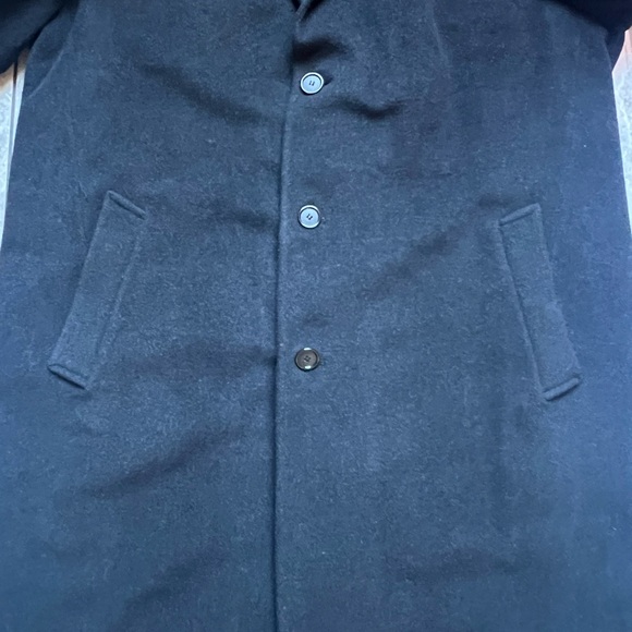 Brooks Brother 346 Men’s Long Black Topcoat Lambswool Cashmere Blend Winter L48 - Picture 6 of 13